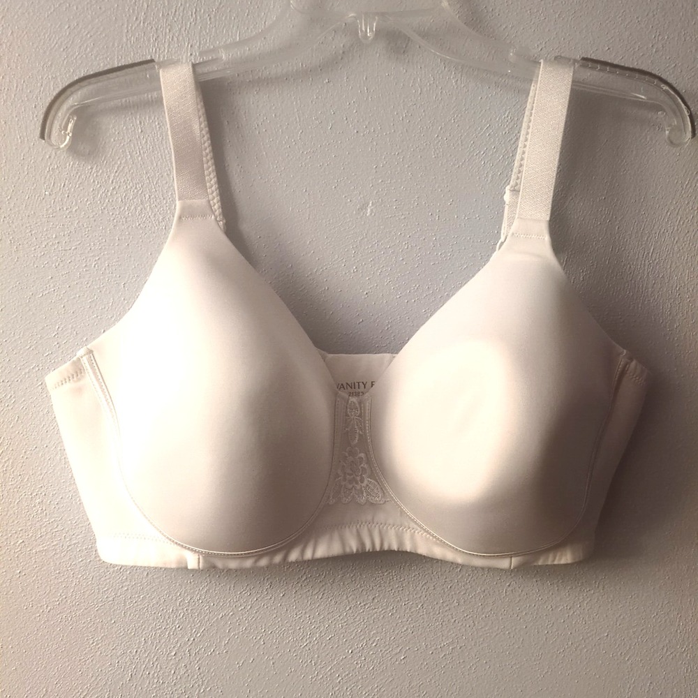 Vanity Fair Bra Womens  White 42D‎ Wire Free Full Coverage Stretch Back Close